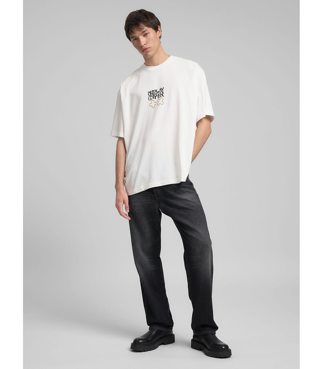 オーバーフィット REPLAY X MARTIN GARRIX ロゴ&レタリング Tシャツ 詳細画像 オフホワイト 3